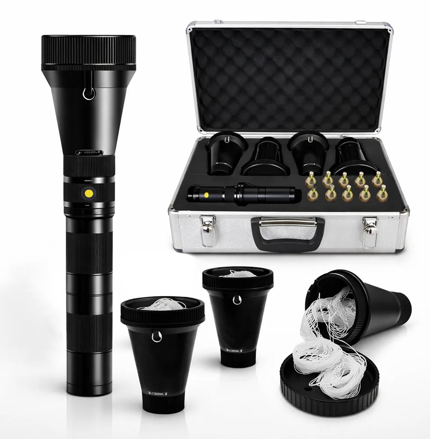 Net Gun Air-Powered with 4 Pre-Loaded Nets, Metal Carrying Case, Compatible with CO2 Cartridges*10 – Versatile Capture Tool for Wildlife and Security Use