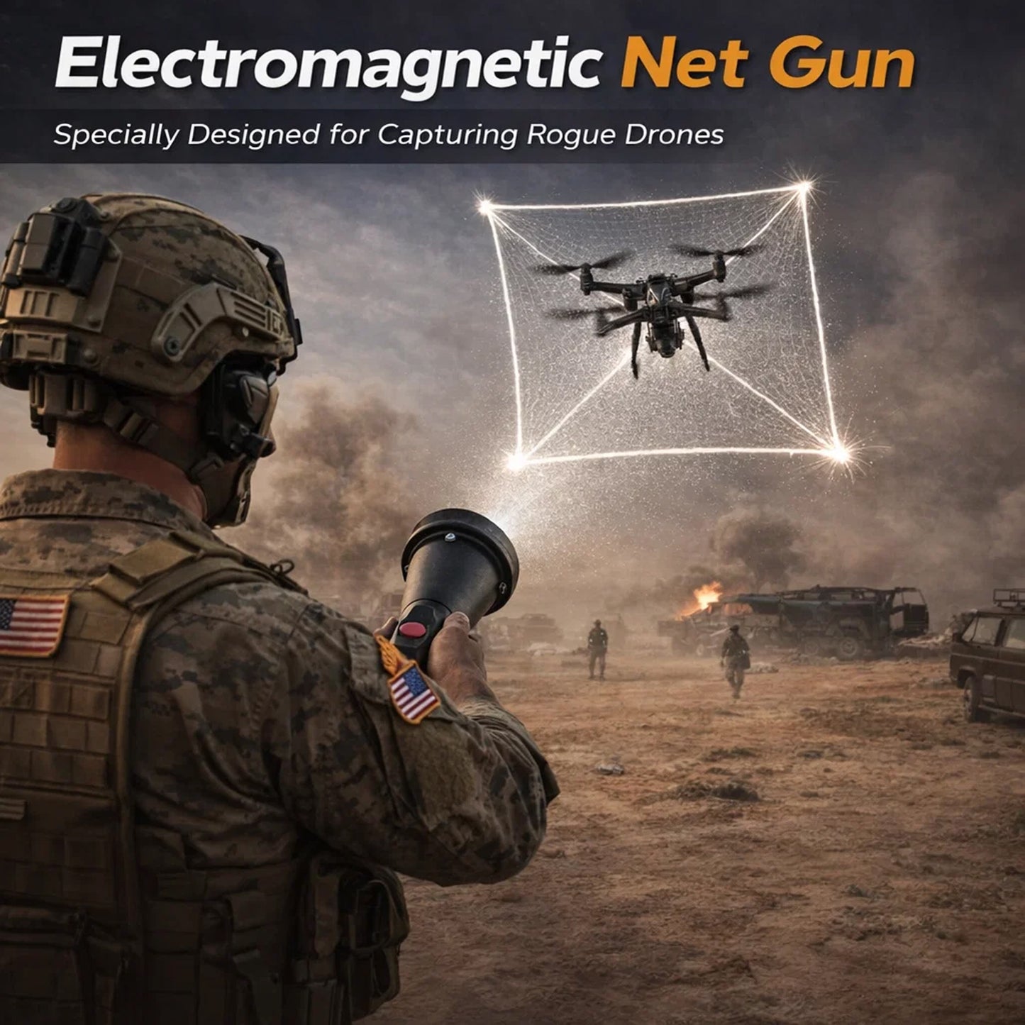 Electromagnetic Net Gun, Non-Lethal Humane Rescue, 5-10m Handheld Electromagnetic Launcher, Quick-Load & Rechargeable for Small Animal & Drone Interception