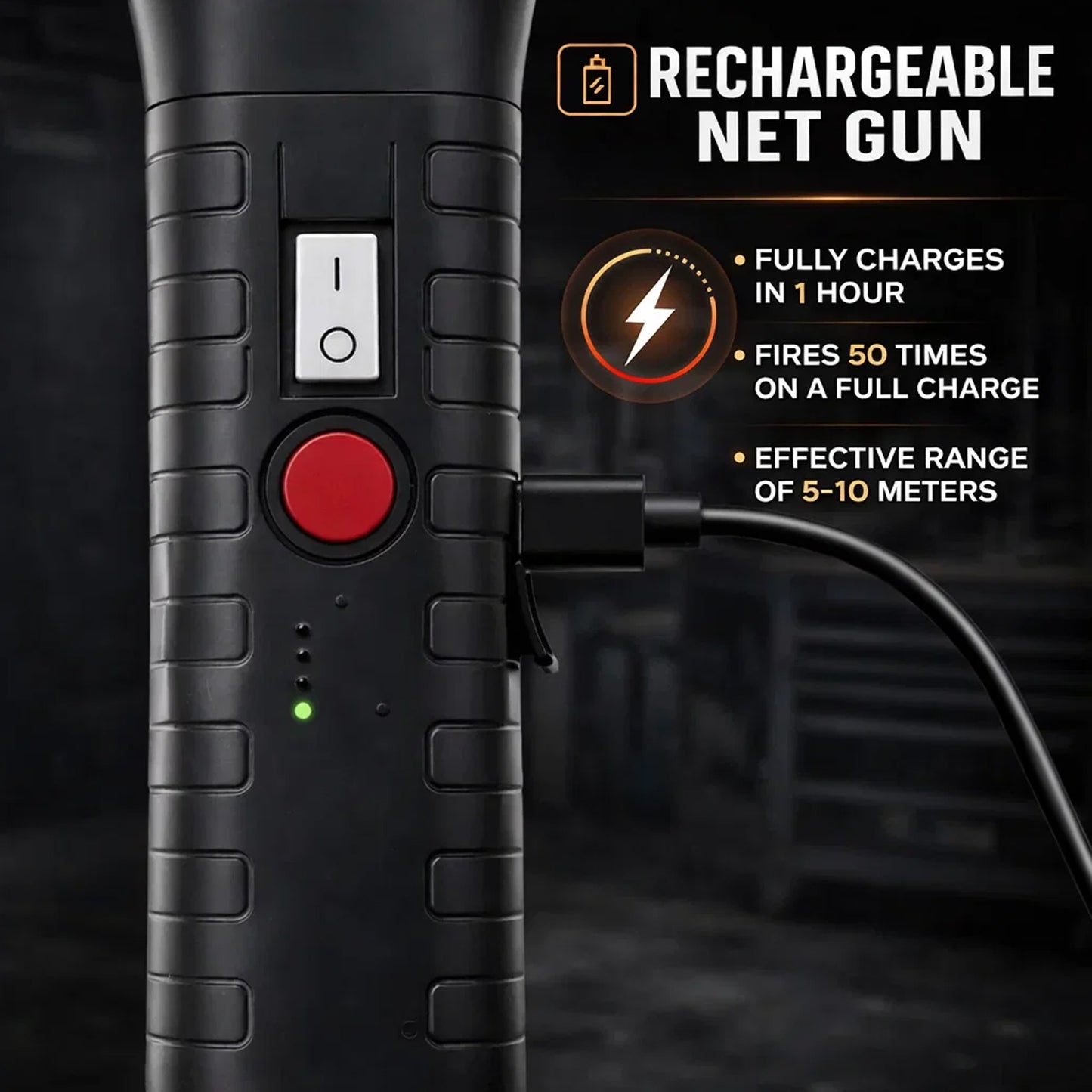 Electromagnetic Net Gun, Non-Lethal Humane Rescue, 5-10m Handheld Electromagnetic Launcher, Quick-Load & Rechargeable for Small Animal & Drone Interception